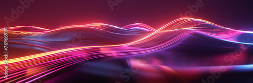 Graceful ribbons of neon light undulate in a mesmerizing pattern, glowing intensely against the deep cosmic backdrop. 