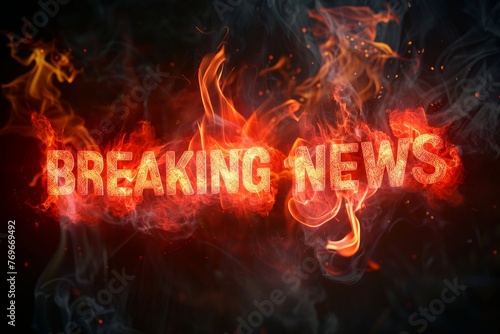 The Breaking News logo is engulfed in flames, symbolizing chaos, urgency, and sensationalism in media reporting