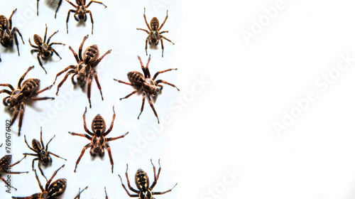 Funnel-web spiders on a white background. Dangerous insect.