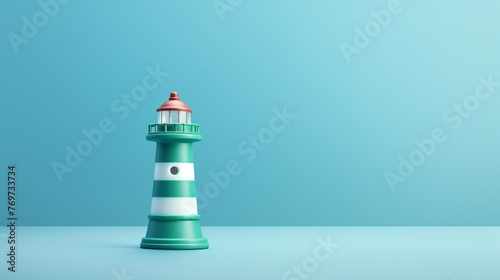 a green and white striped lighthouse
