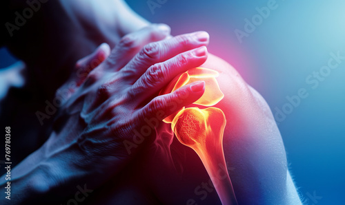 Shoulder muscle pain x-ray concept, medical treatment, rehabilitation and injury concept.