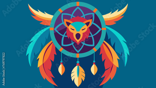  A closeup of a colorful intricately designed dreamcatcher adorned with feathers symbolizing the connection to animal spirits in dream