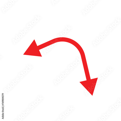 Dual semi circle arrow. Vector illustration. Semicircular curved thin long double ended arrow 8 7 3