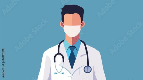 Doctor with gown faceless avatar flat cartoon vacto