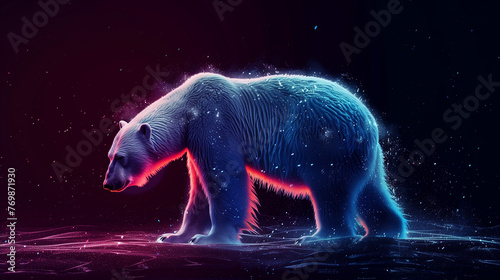 3d rendering of a polar bear in a dark space with stars