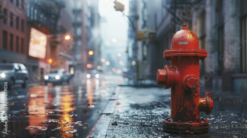 A fire hydrant standing ready on a city street