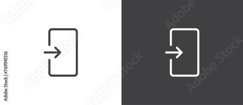 Login icon. Entrance vector icons in line style. Sing in, Log in symbol in trendy line style, Login icon isolated in black and white background.