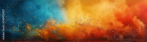 Isolated explosion of multicolored holi powder captures festive joy, cultural vibrancy, essence of celebration, spontaneous burst of colors in traditional festival