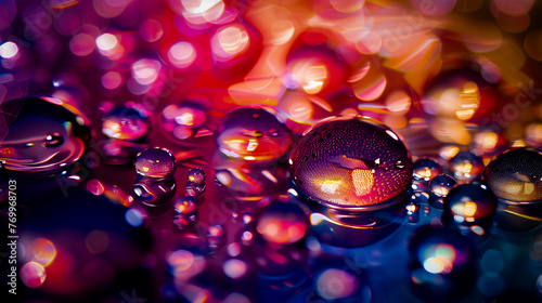 Drops on glass close-up in dark shades of navy blue and purple. Abstraction, background, texture.Krople na szkle z bliska w ciemnych odcieniach granatu i fioletu. Abstrakcja, tło, tekstura. 