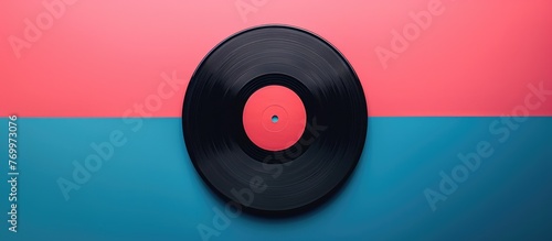 the template design features a new vinyl record on a colored background, with a music album cover design
