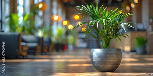 Green plants in an office space promoting sustainability productivity and employee wellbeing in a corporate environment. Concept Sustainability in the Office, Indoor Plants, Employee Productivity