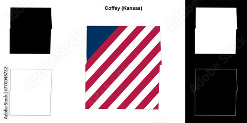 Coffey county (Kansas) outline map set