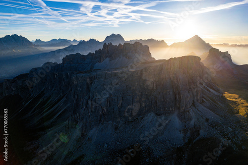 Passo di Giau - Dolomites at sunrise - The stunning mountains of the Dolomiti behind Cortina d'Ampezzo