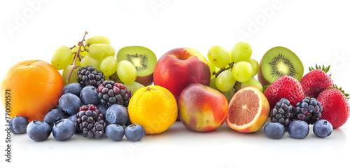 Colorful Fruits composition Fresh ripe Fruits isolated on a white background