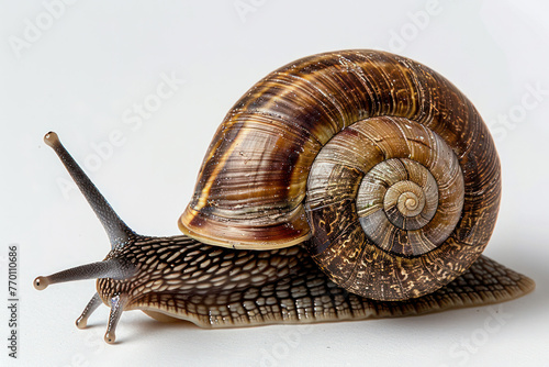 Close Up of Snail on White Background
