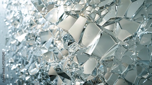 A close-up of a fragmented mirror