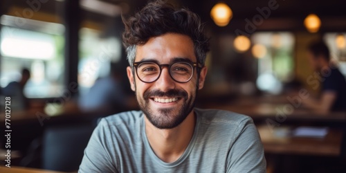 Pleasant young man with glasses Generative AI