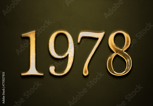 Old gold effect of 1978 number with 3D glossy style Mockup.