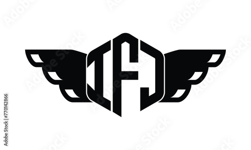 IFJ polygon wings logo design vector template.
