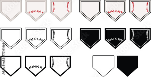 Home Base Plate Baseball Clipart - Outline, Silhouette & Color Sign Label Templates