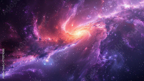 Dynamic Swirling Galaxy Pattern in Cosmic Purple