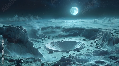 surreal beauty of a moonlit battlefield, where silver light bathes the landscape in an otherworldly glow. Each crater and foxhole casts long shadows