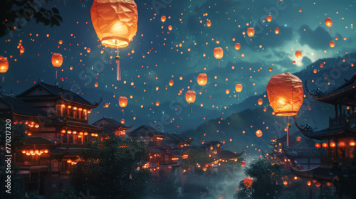 Lantern festival, sky filled with wishes