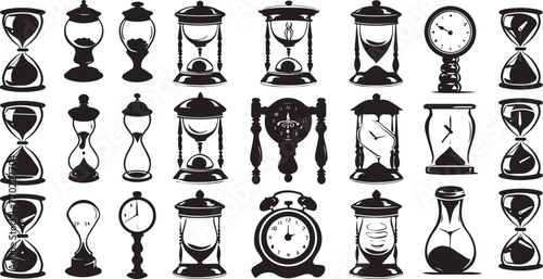 Set of hourglass Silhouette Vector Collection. Hourglass Silhouette vector illustration