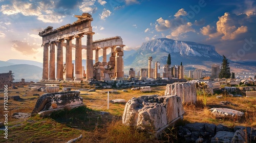 ancient greek or roman ruins as wallpaper background