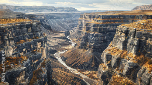 Majestic Canyon Carved by Flowing River