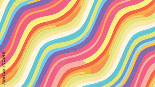 Retro summer 70s rainbow stripes seamless pattern.