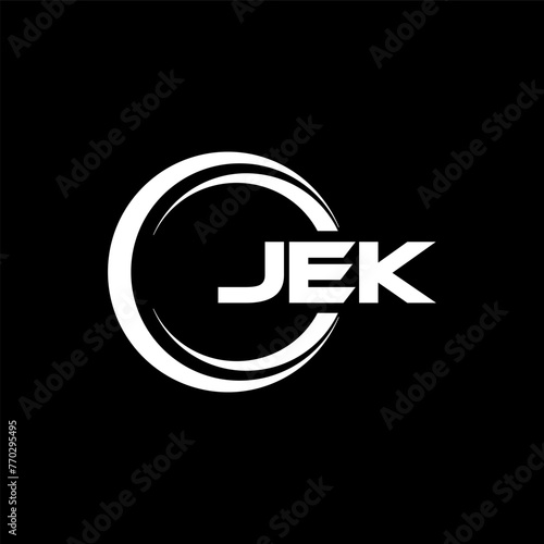 JEK letter logo design with black background in illustrator, cube logo, vector logo, modern alphabet font overlap style. calligraphy designs for logo, Poster, Invitation, etc.