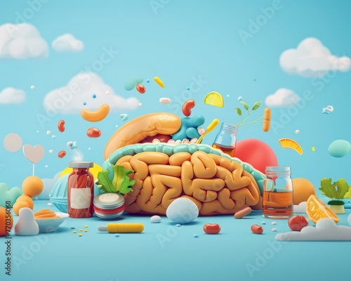 Create a visual representation of fatty liver disease, sleep apnea, and other obesityrelated health conditions in a stock image