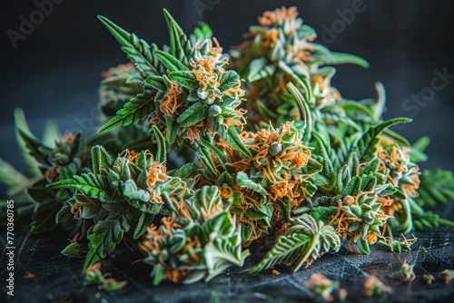 beautiful cbd marijuana buds closeup.