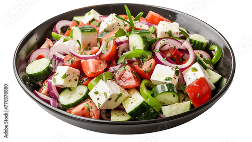 Delicious greek salad isolated on white background