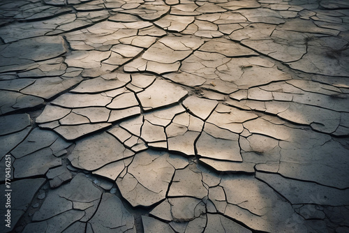 This image presents a pale, earth-like texture, with cracks spreading across, evoking a sense of dryness and desolation