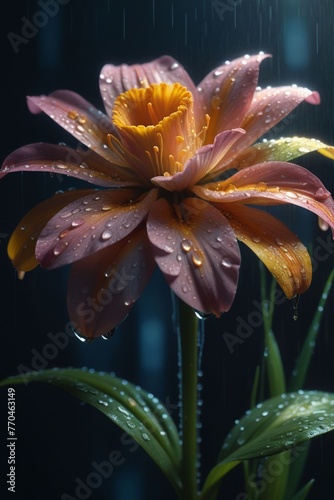A beautiful flower in the rain