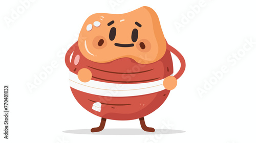Tight-laced stomach character cartoon . Healthy human