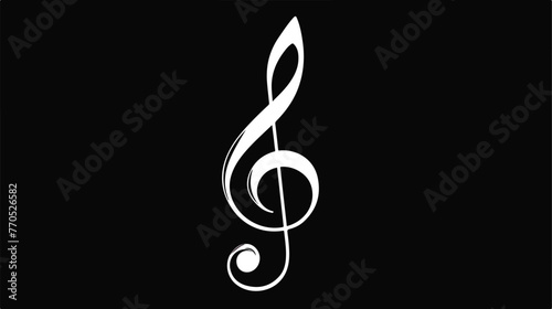 Musical note in the black background. Illustration. 
