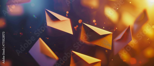 Glowing paper boats in an enchanted ambiance, storytelling with origami and warm lighting.