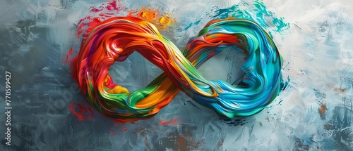 A colorful infinite loop made of flowing paint