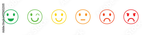 Emoticons icons set. Emoji faces collection. Emojis flat style. Happy happy, smile, neutral, sad and angry emoji. Line smiley face - stock vector