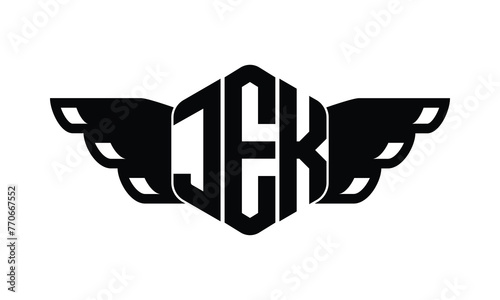 JEK polygon wings logo design vector template.