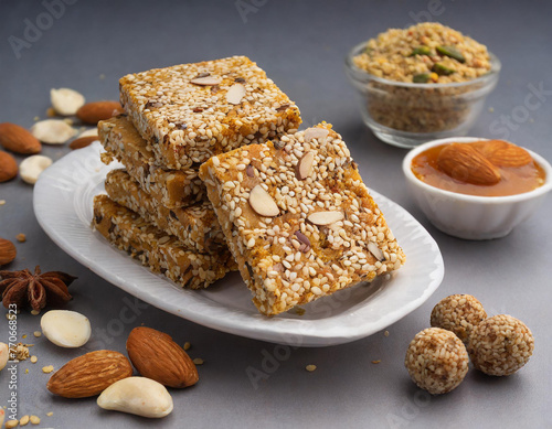 pista badam gajak patti Or tilgul papdi chikki gazak