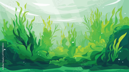 Green underwater seaweed aquatic marine algae plant