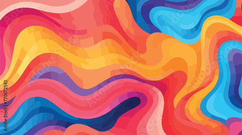 Groovy Waves Psychedelic Curved Vector Background i