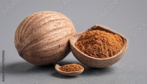 nutmeg spice isolated on white background