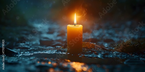 Candle Flame Casting Light in Darkness Illuminating the Essence of Independence and Solace