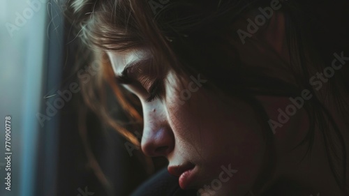 Close-up on hair with blurred background - A close-up portrait focusing on strands of hair with a deeply blurred background creating a personal, intimate atmosphere