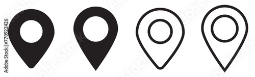 Location pin icon. Map pin place marker. Location icon. Map marker pointer icon set. GPS location symbol collection. Flat style - stock vector. LOCATION ICON 